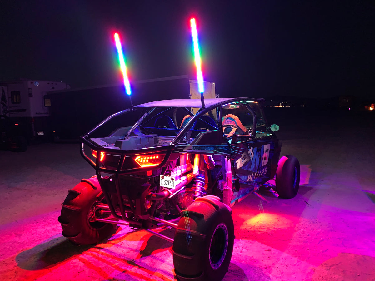 Pro Series Flash Whips Pair 2FT Multi-Color LED by MB Whips